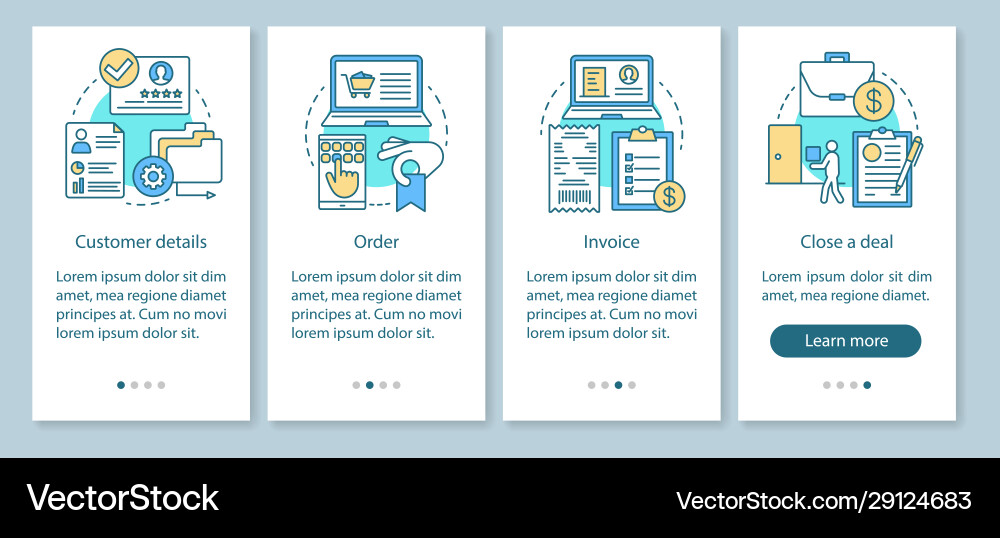 Crm software onboarding mobile app page screen Crm software onboarding mobile app page screen vector image