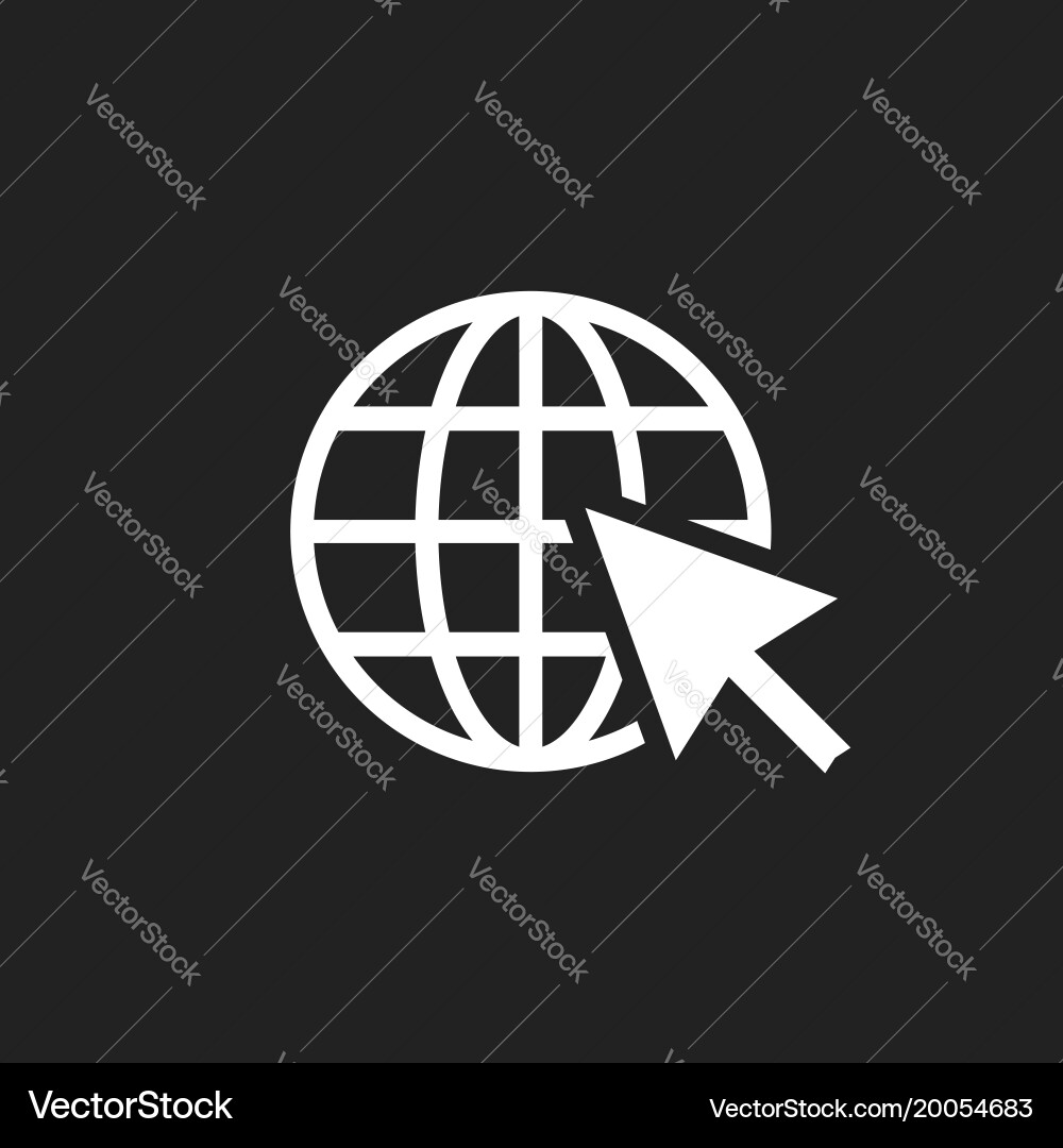 Go to web icon internet flat for website on black vector image
