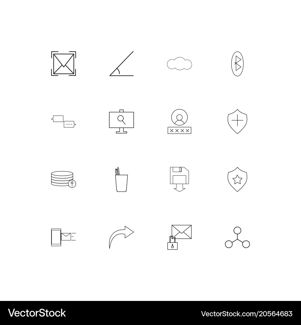 Internet technologies simple linear icons set vector image