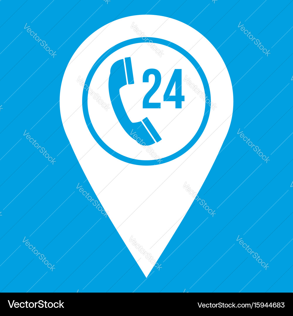 Map pointer with phone handset icon white Vector Image