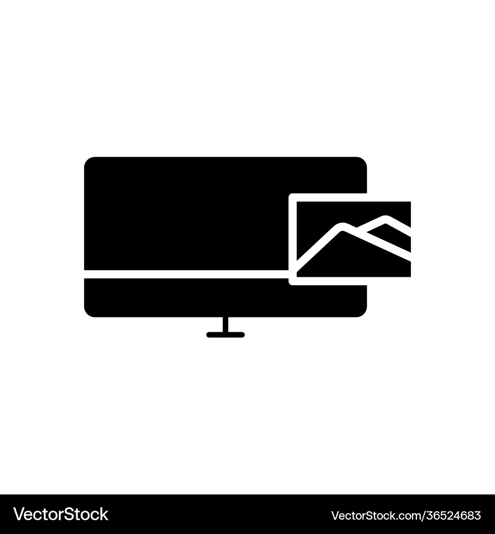 Monitor icon with preview picture symbol simple vector image