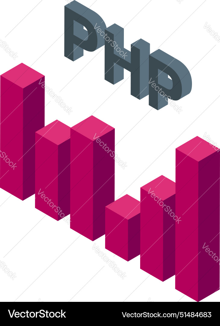 Php growth chart in 3d isometric design Royalty Free Vector