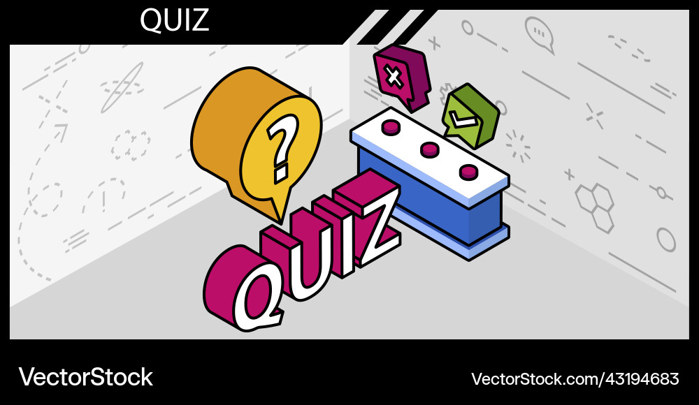Quiz isometric design icon web 3d colorful Quiz isometric design icon web 3d colorful vector image