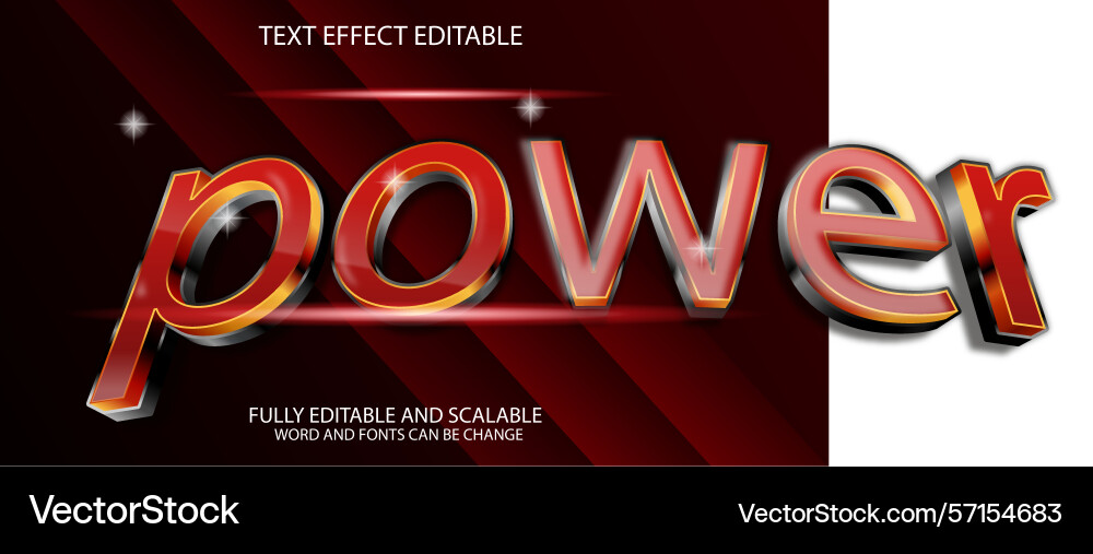 Red power text effect editable Red power text effect editable vector image