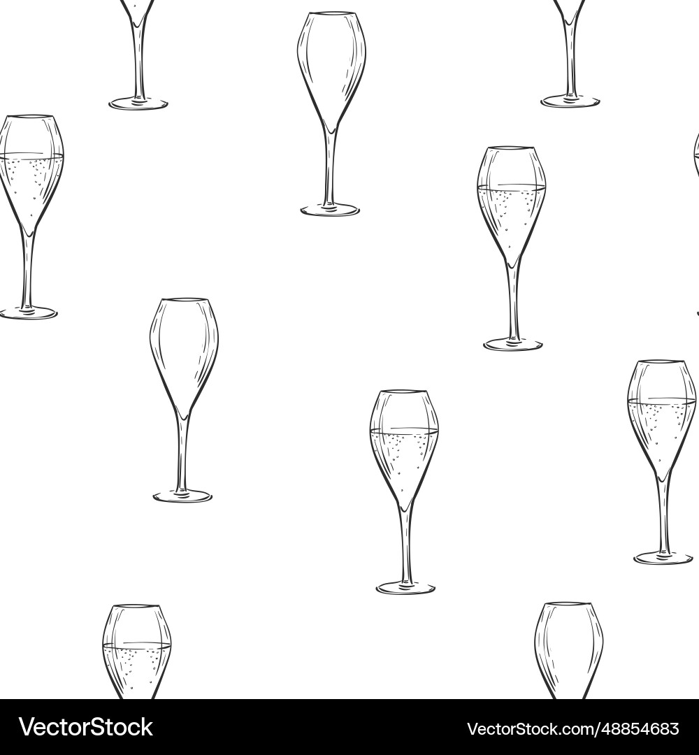 Seamless pattern empty and full tulip champagne Seamless pattern empty and full tulip champagne vector image