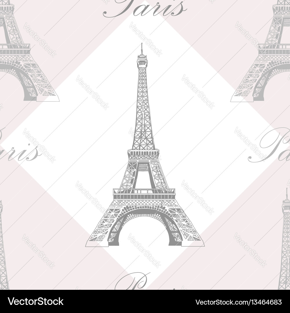 Seamless pattern with eiffel tower on grey Seamless pattern with eiffel tower on grey vector image