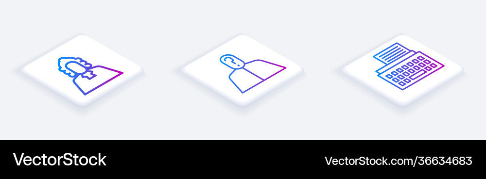 Set isometric line judge anonymous with question vector image