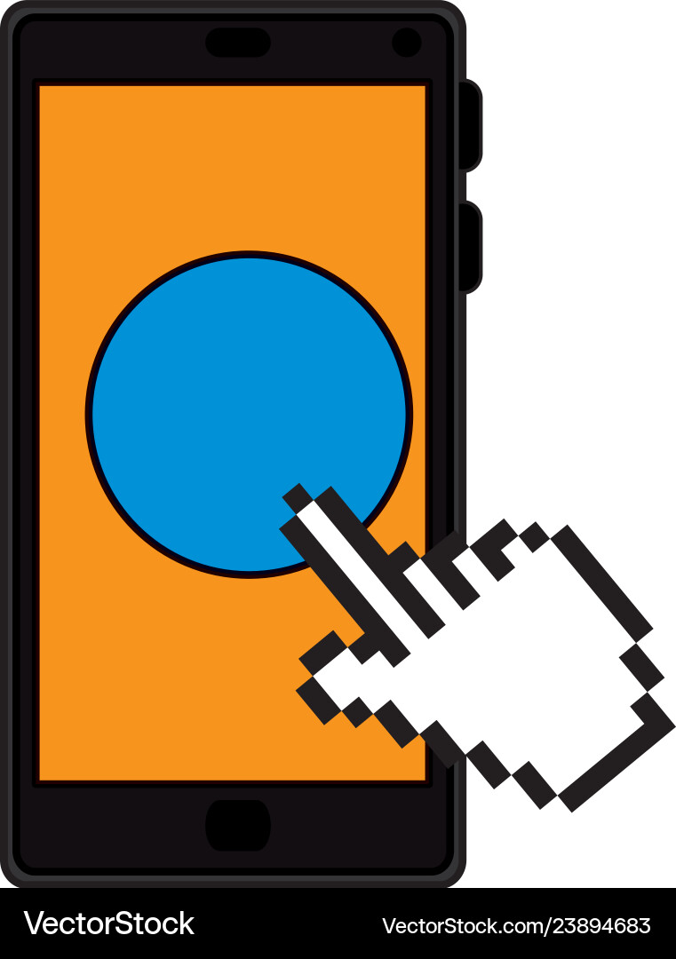 Smartphone with pointer cursor Smartphone with pointer cursor Vector Image
