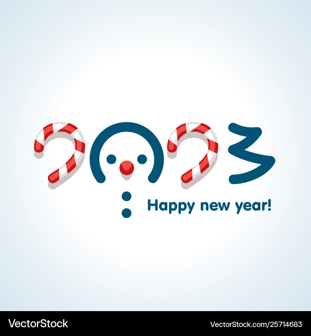 Snowmen in text design pattern happy new year vector image