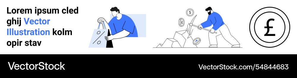 Workers mining and collecting currency coins Vector Image