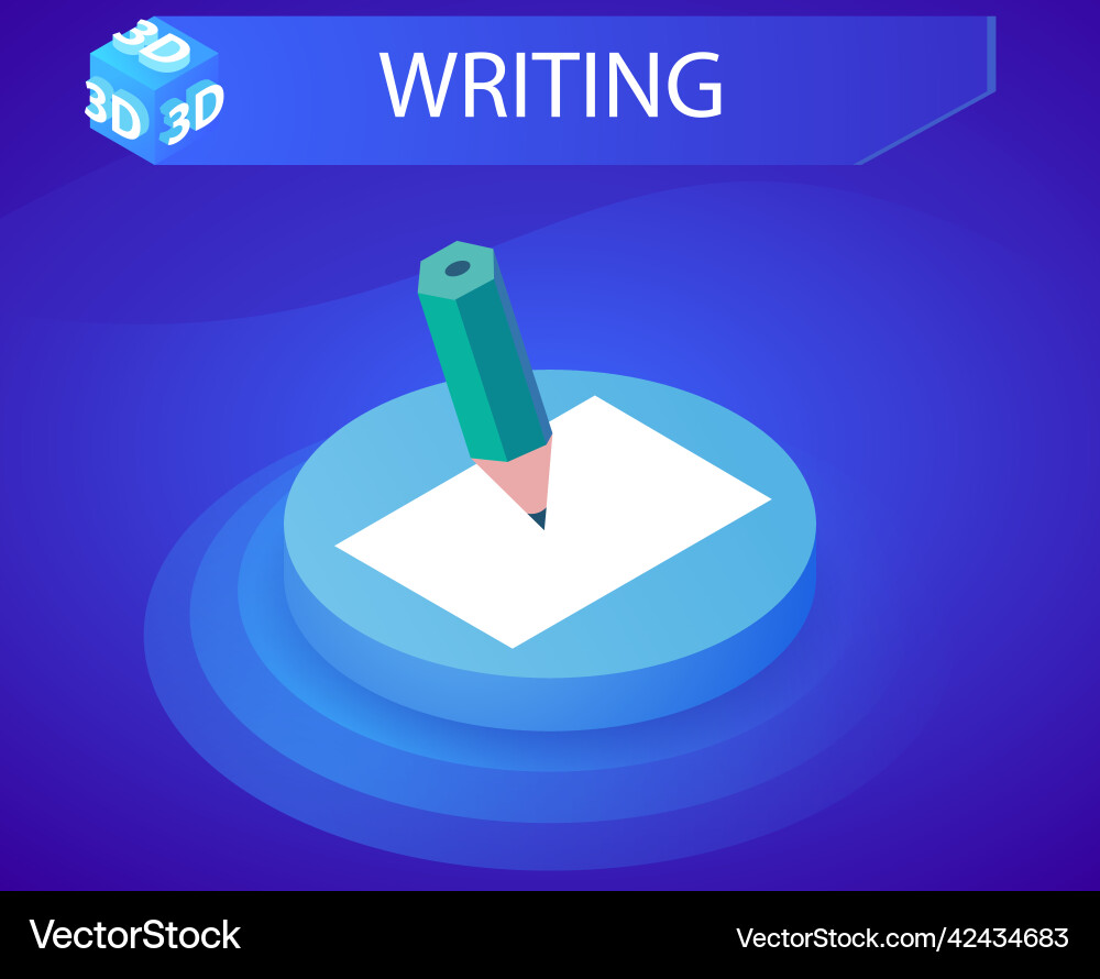 Writing isometric design icon web 3d colorful vector image