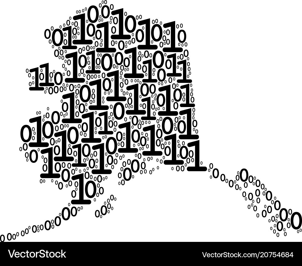Alaska map mosaic of binary digits Vector Image