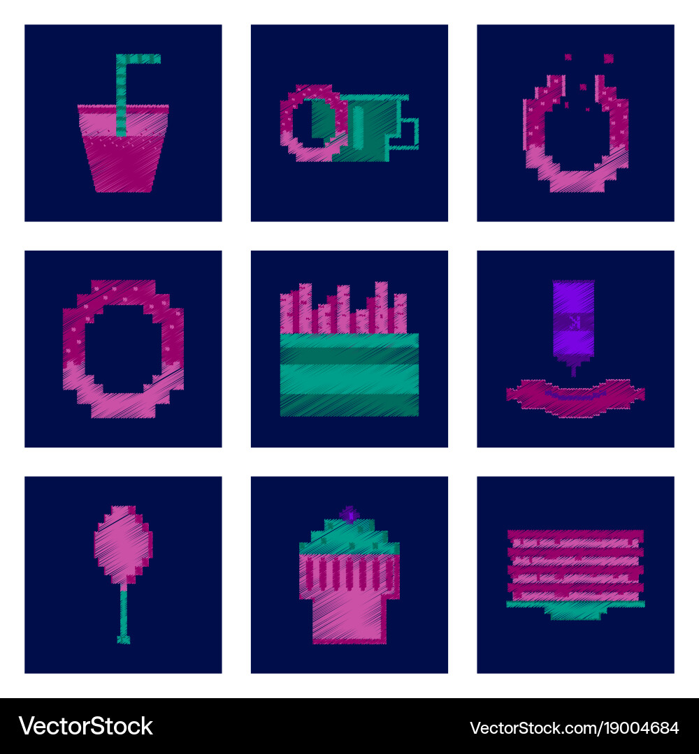 Assembly of flat shading style pixel icon fast Vector Image
