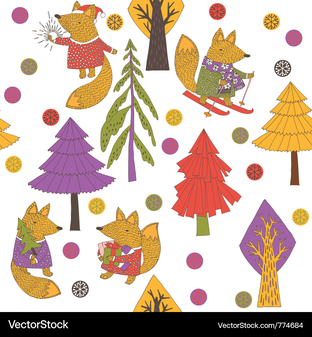 Charming Fox Pattern Royalty Free Vector Image