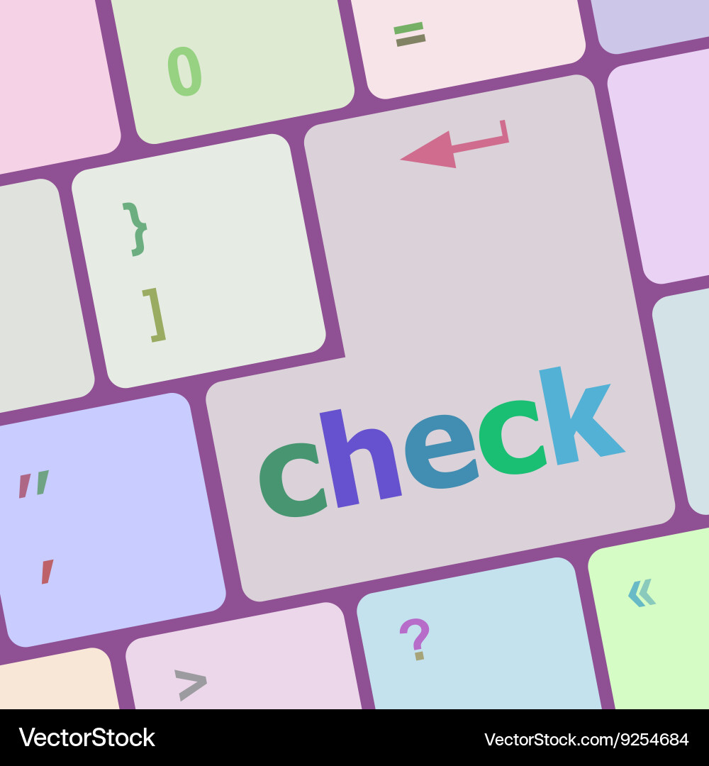 Check button on computer pc keyboard key vector image