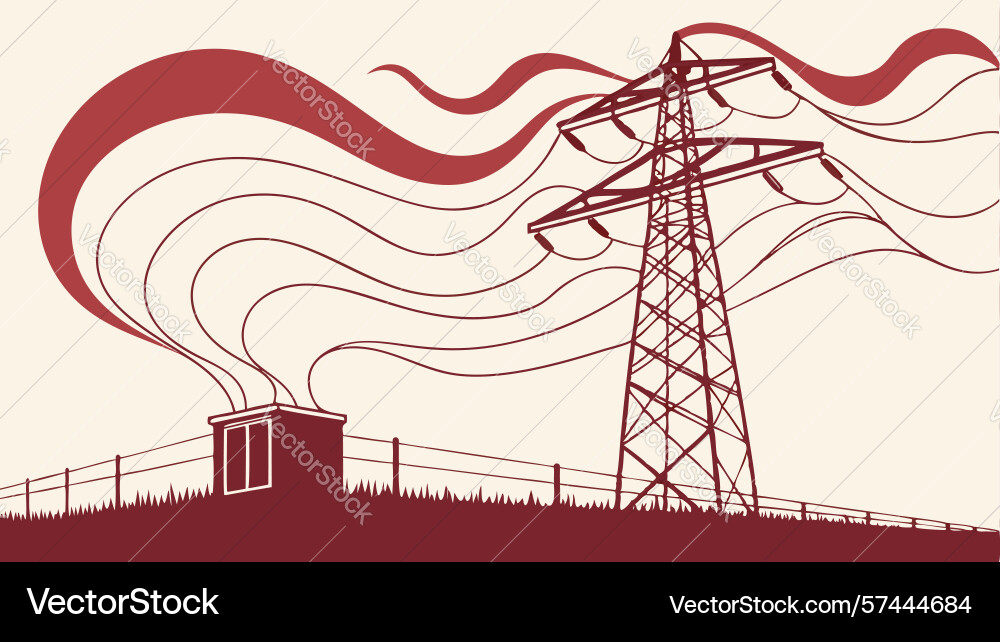 Dynamic power lines with abstract flow design vector image