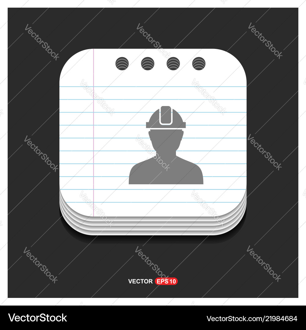 Engineer user icon gray on notepad style vector image
