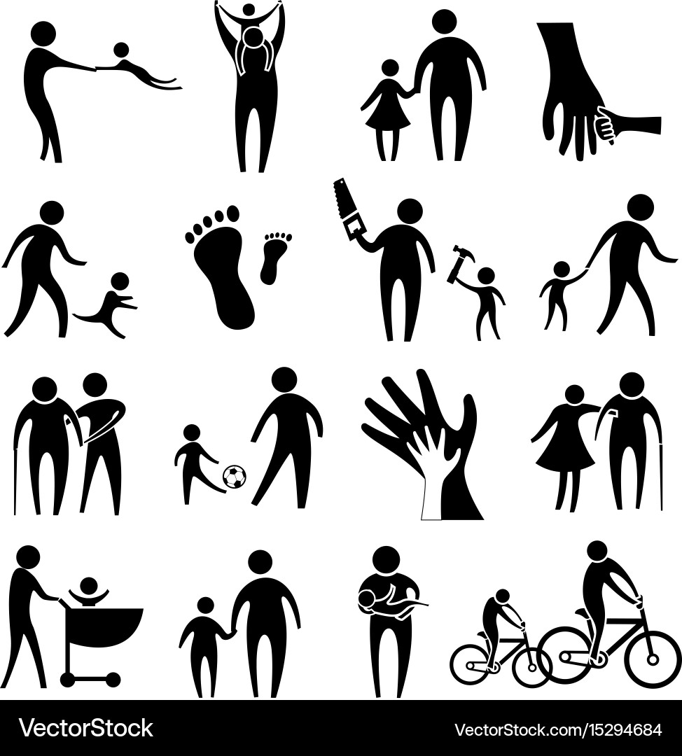 Father and Child Icon Set Vector Image