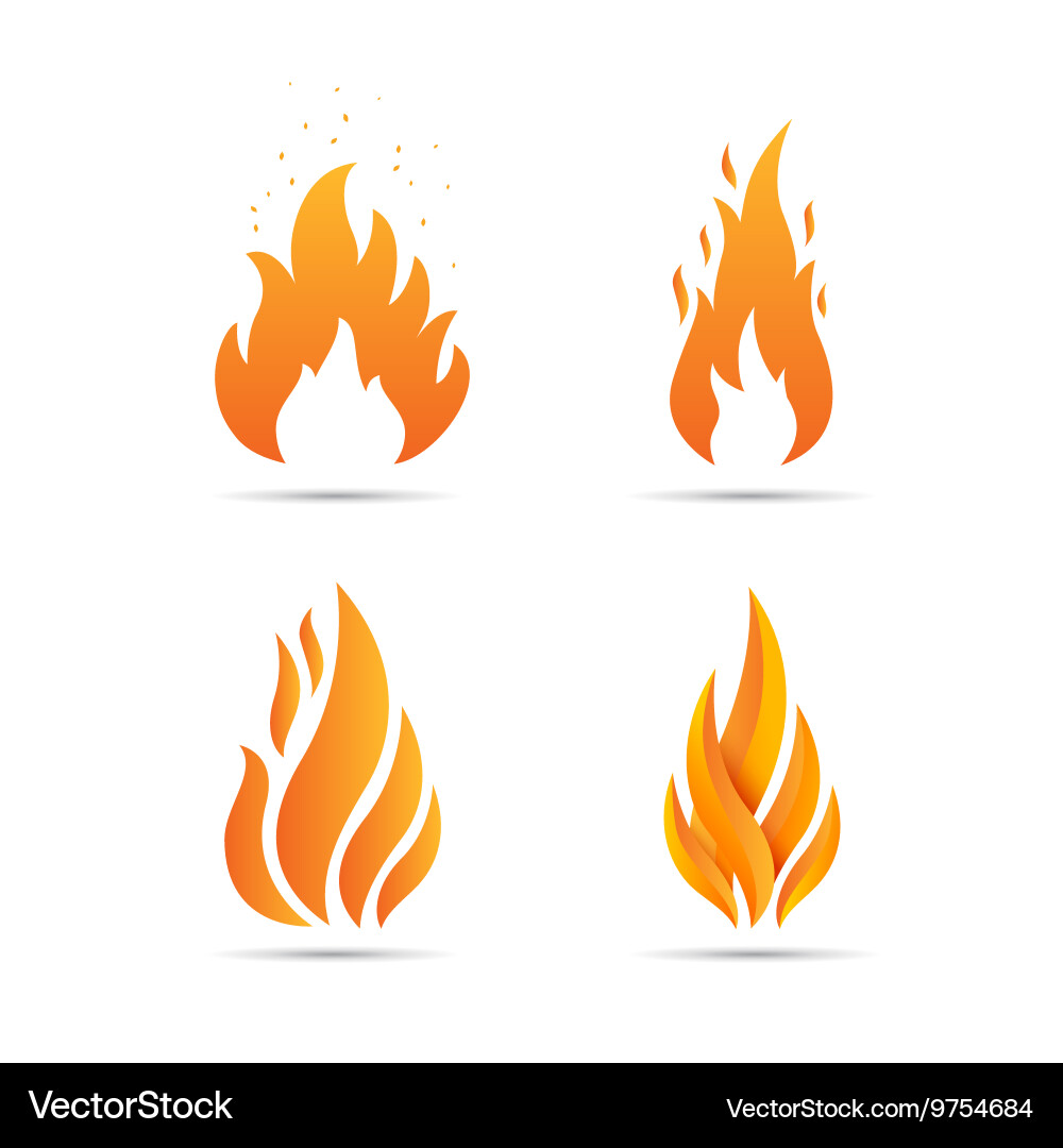 Fire Icon Set - Flames & Sparks Royalty Free Vector