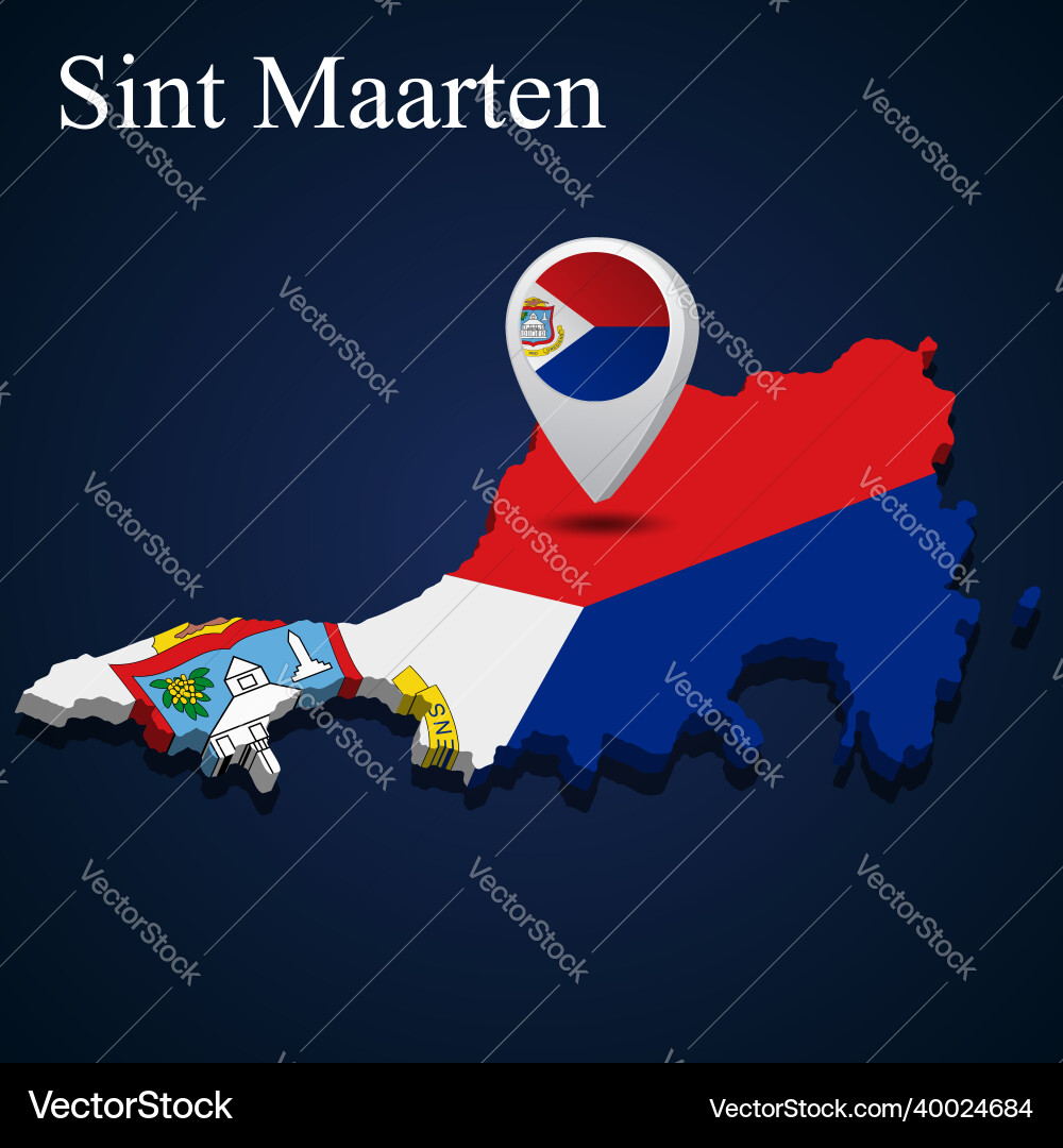 Flag of sint maarten on map dark background vector image