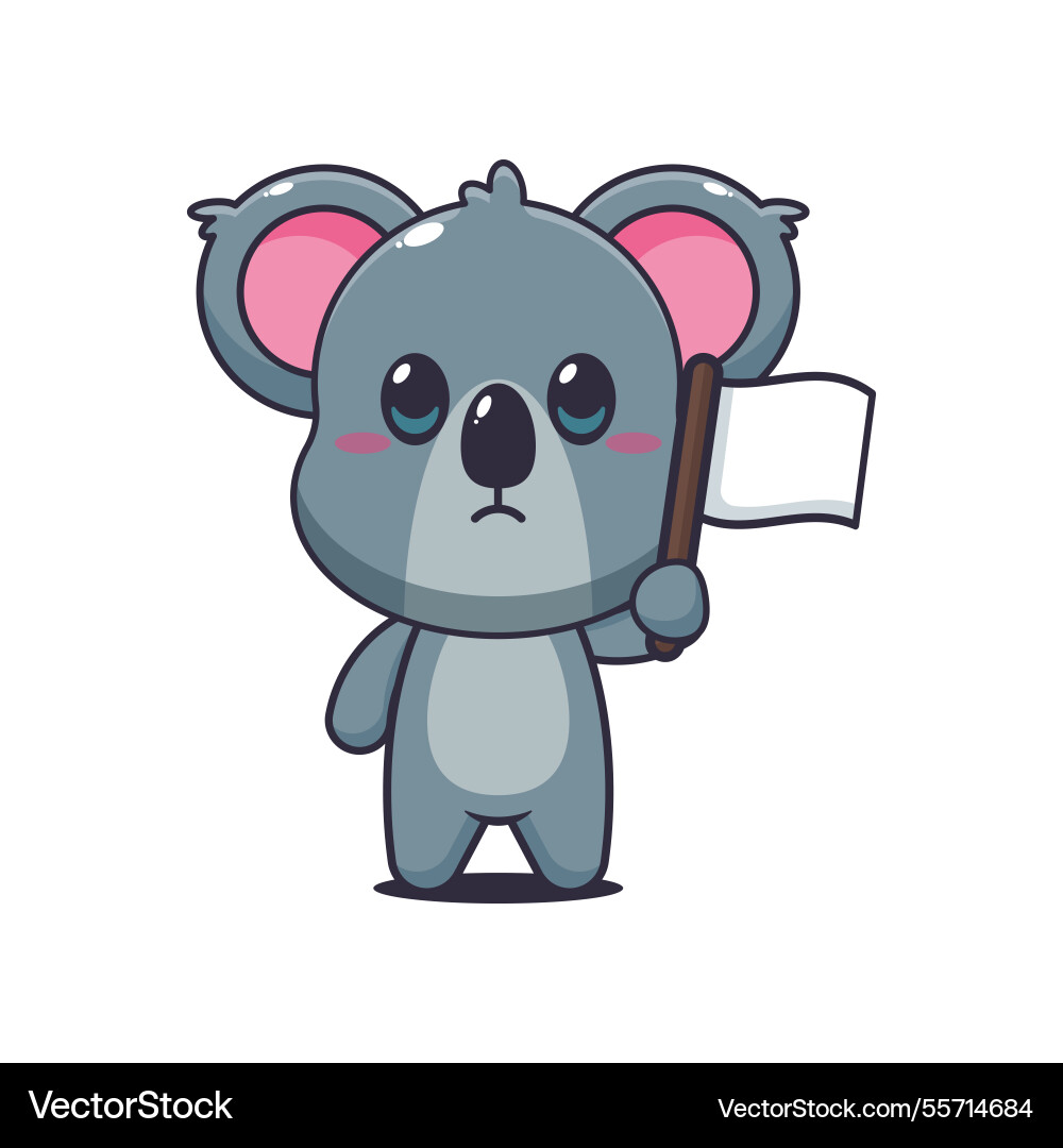 Koala cartoon with white flag Koala cartoon with white flag vector image
