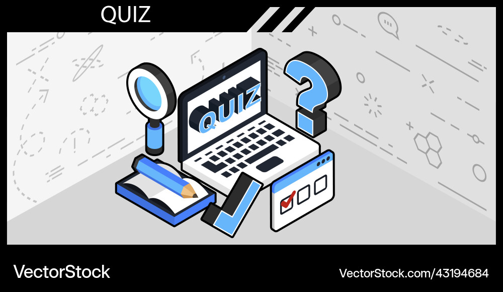 Quiz isometric design icon web 3d colorful Quiz isometric design icon web 3d colorful vector image