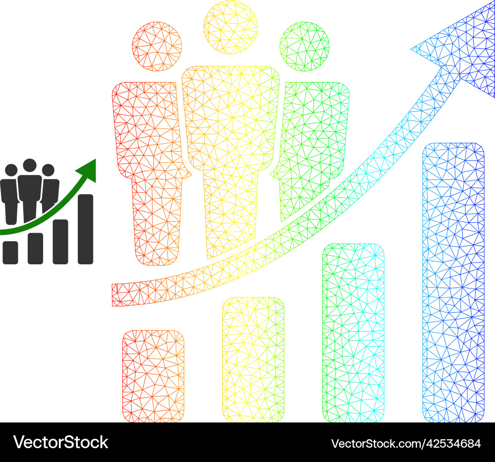 Rainbow net gradient clients growth chart icon Rainbow net gradient clients growth chart icon vector image