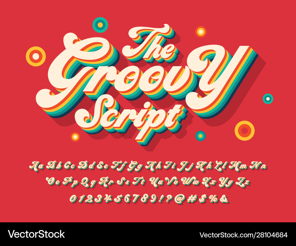 Retro Groovy Script Font vector image