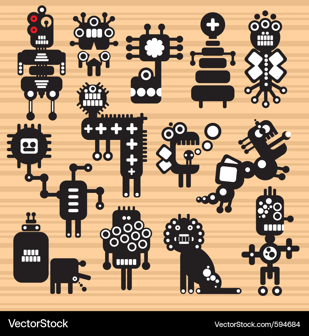 Robot characters vector image