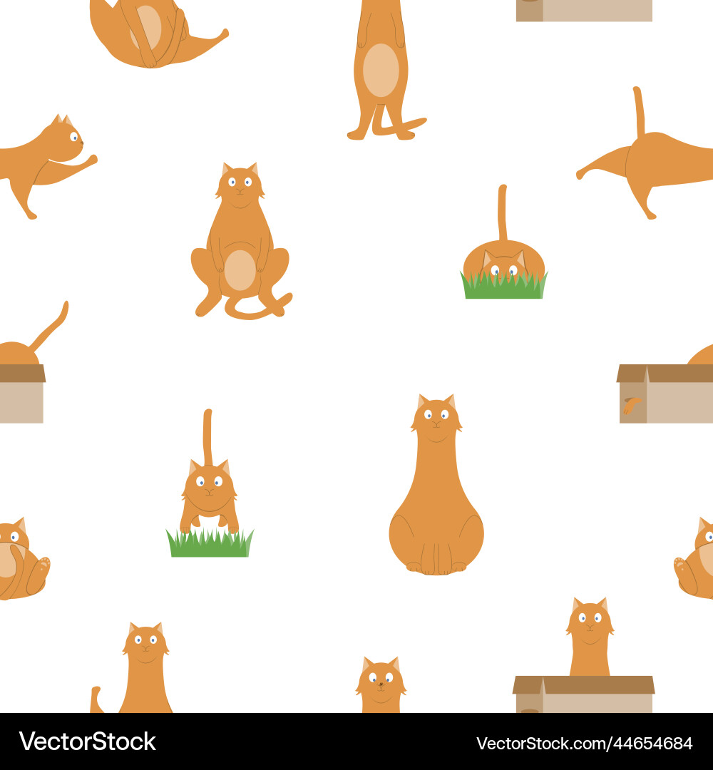 Seamless pattern with a set of cats in different vector image