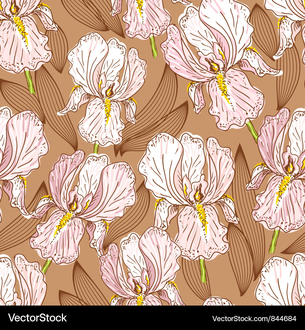 Seamless pattern with iris Vector Image