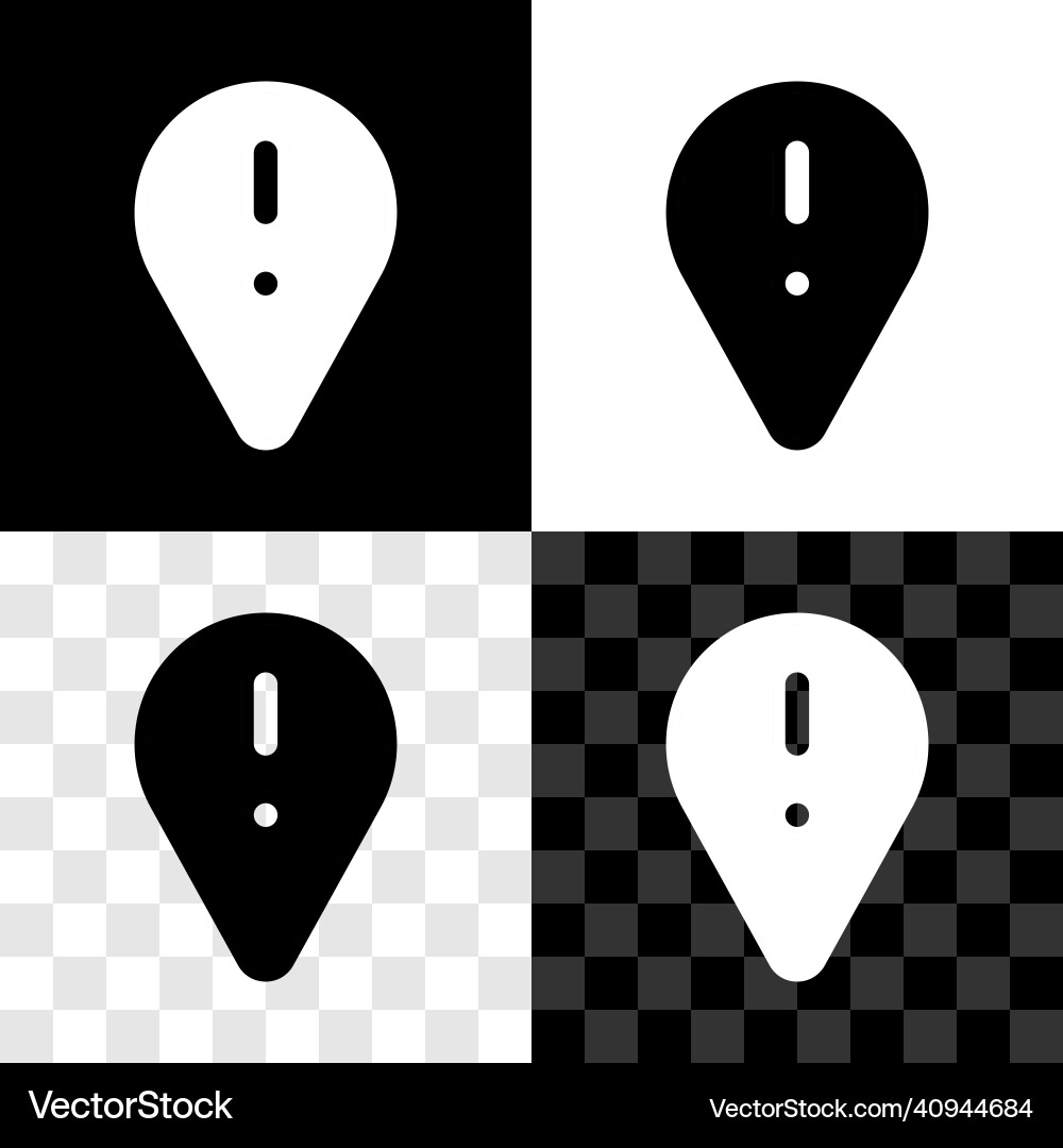Set map pointer with exclamation mark icon Set map pointer with exclamation mark icon vector image
