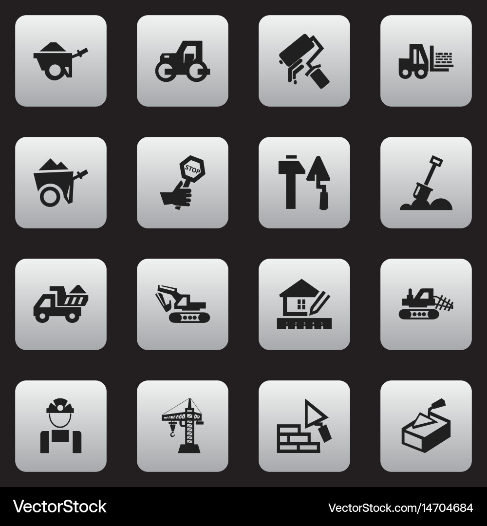 Set of 16 editable structure icons includes Vector Image