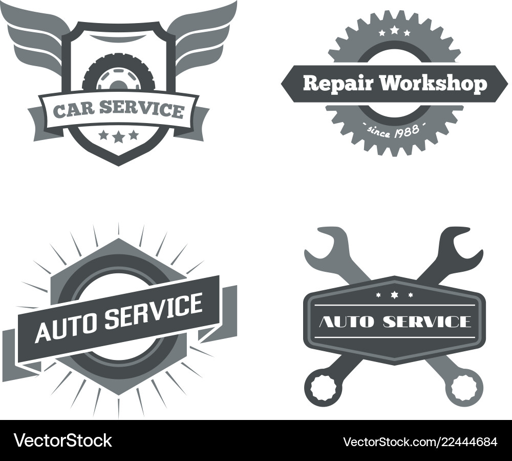 Set of logotypes for mechanic garage car repair Set of logotypes for mechanic garage car repair vector image