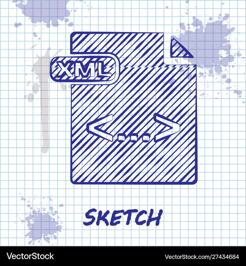 Sketch line xml file document download button Sketch line xml file document download button vector image