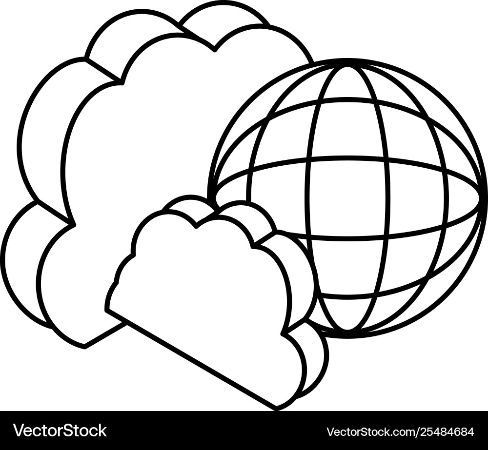 Sphere planet browser with cloud computing vector image