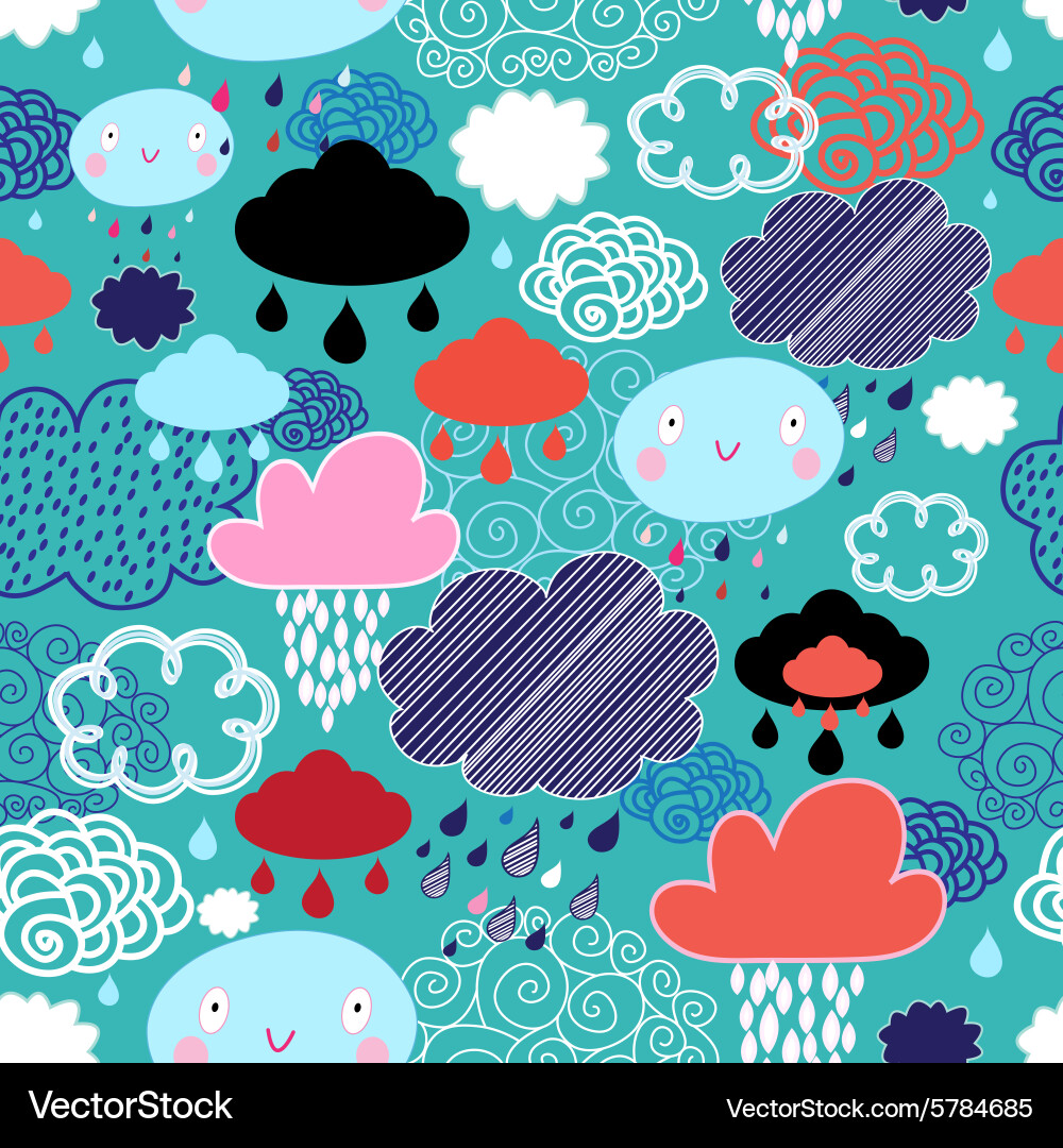 Autumn pattern with clouds Vector Image