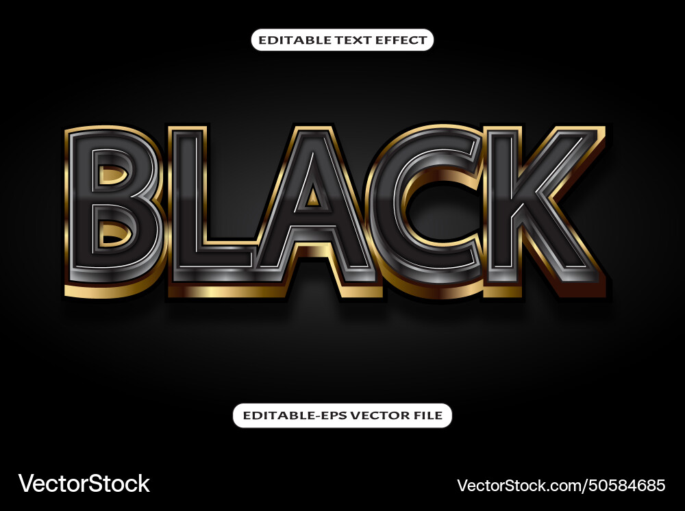 Black editable text effect 3 d gradient style Black editable text effect 3 d gradient style vector image