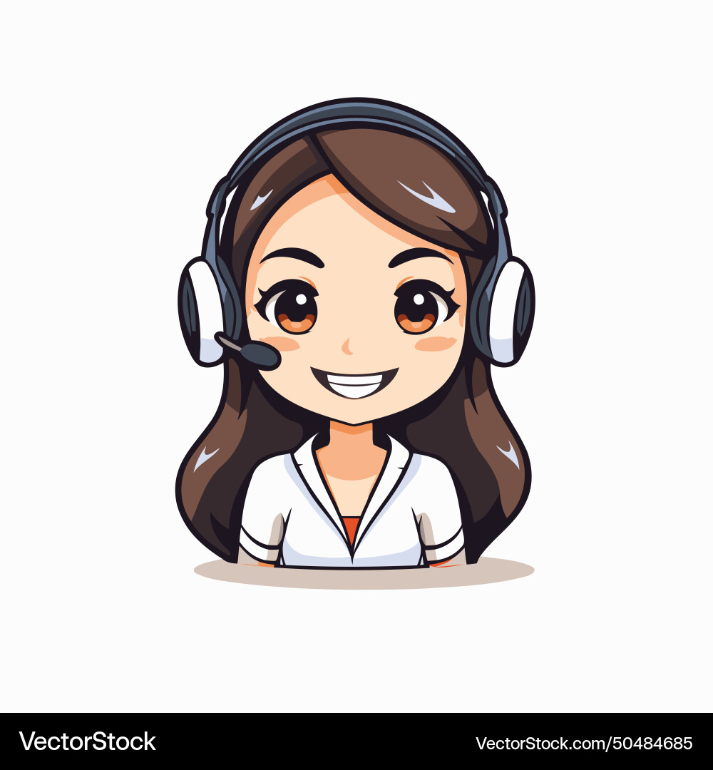 Call center operator with headset isolated Vector Image
