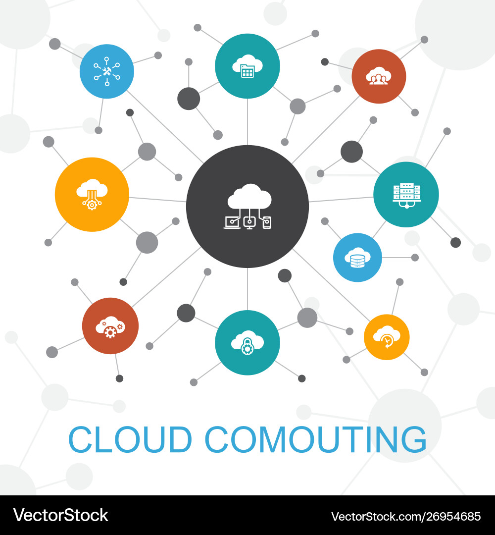 Cloud Computing Icons - Modern Web Concept Vector Image