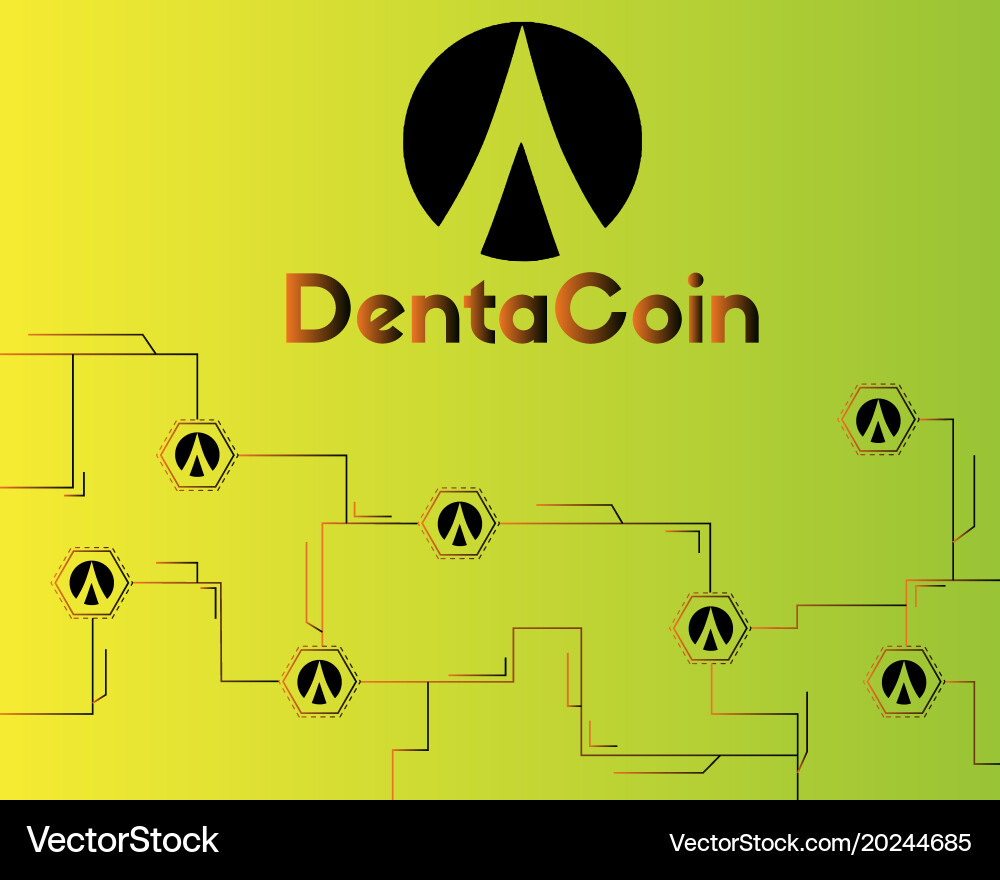 Dentacoin blockchain circuit network style vector image