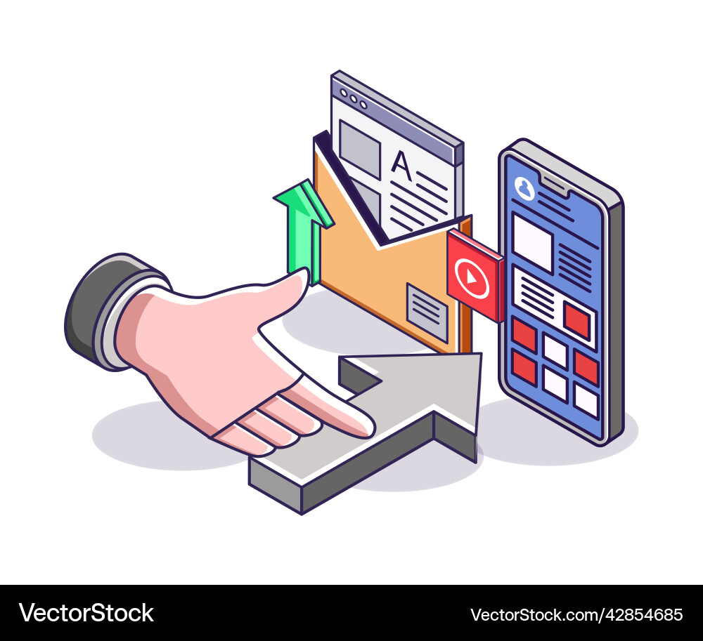 Email data sending button arrow vector image