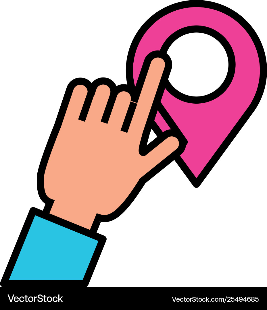 Hand with pin pointer location vector image