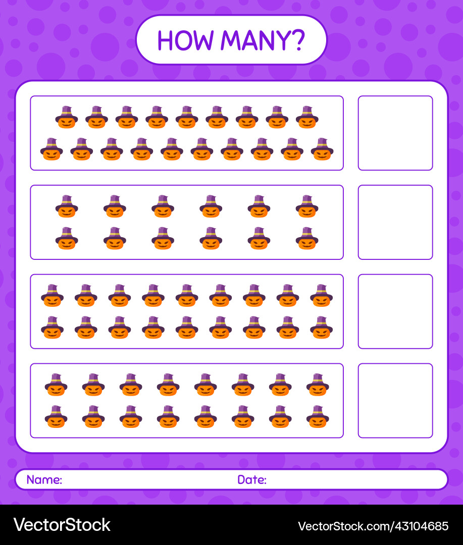 How many counting game with jack o lantern Vector Image
