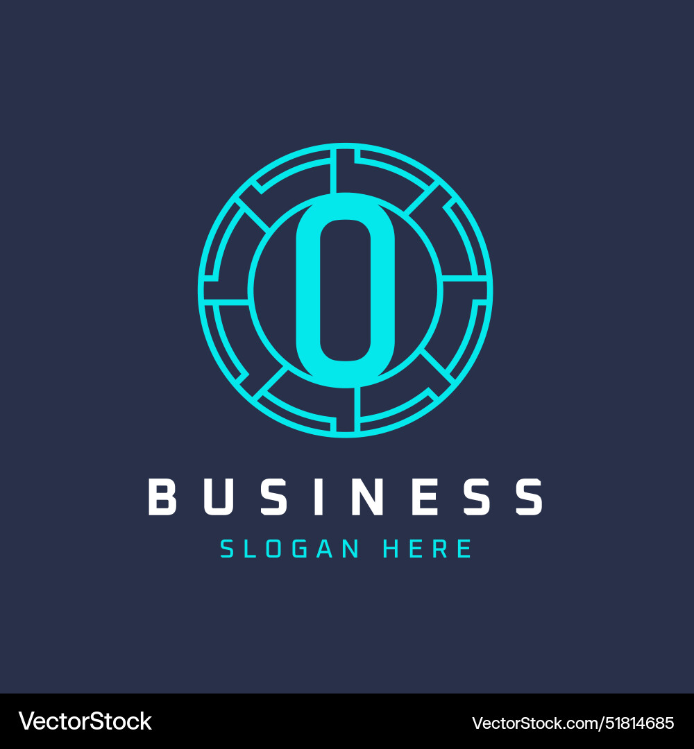 Letter o tech logo design initial round Royalty Free Vector