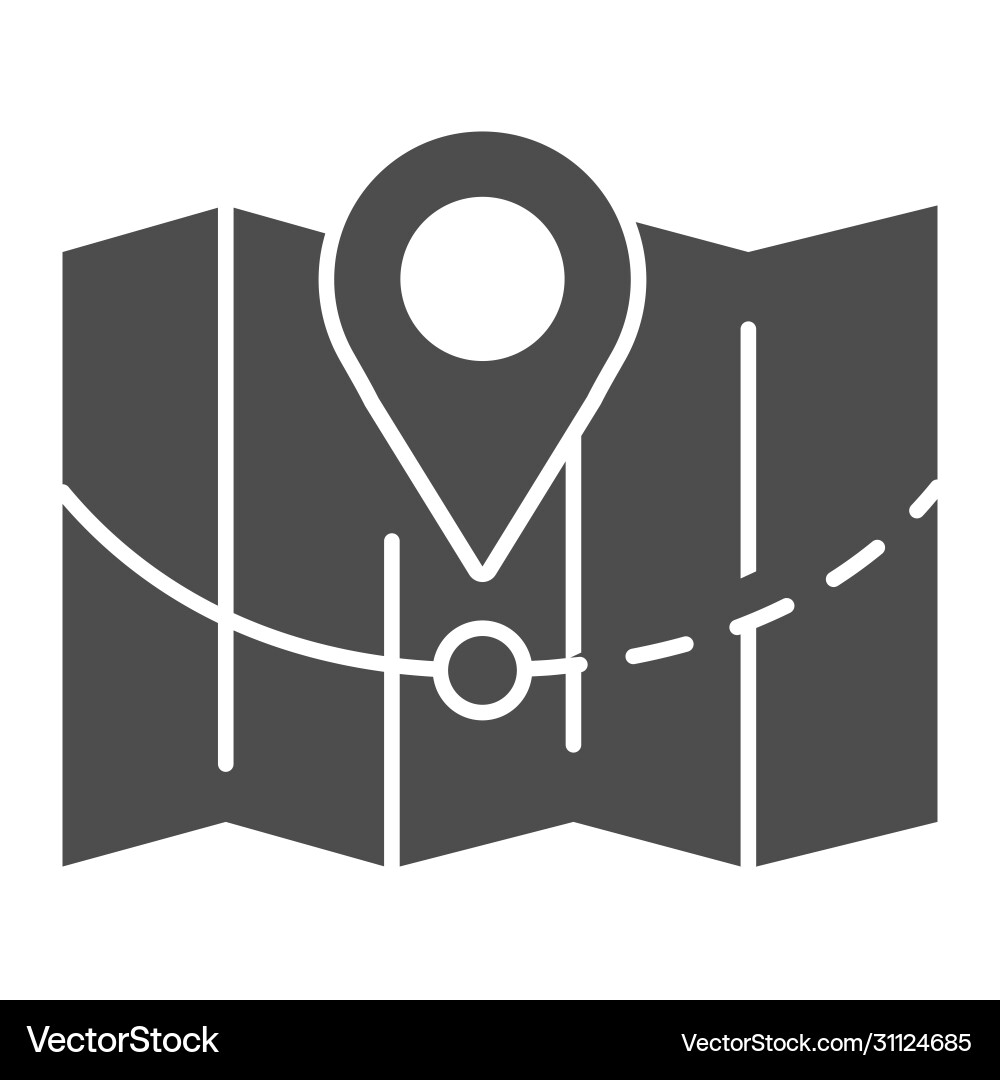 Map with pointer and route solid icon shipping Map with pointer and route solid icon shipping vector image