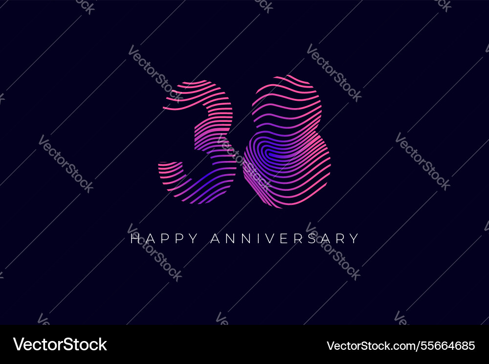 Numeric design with line curve 38th happy Numeric design with line curve 38th happy vector image