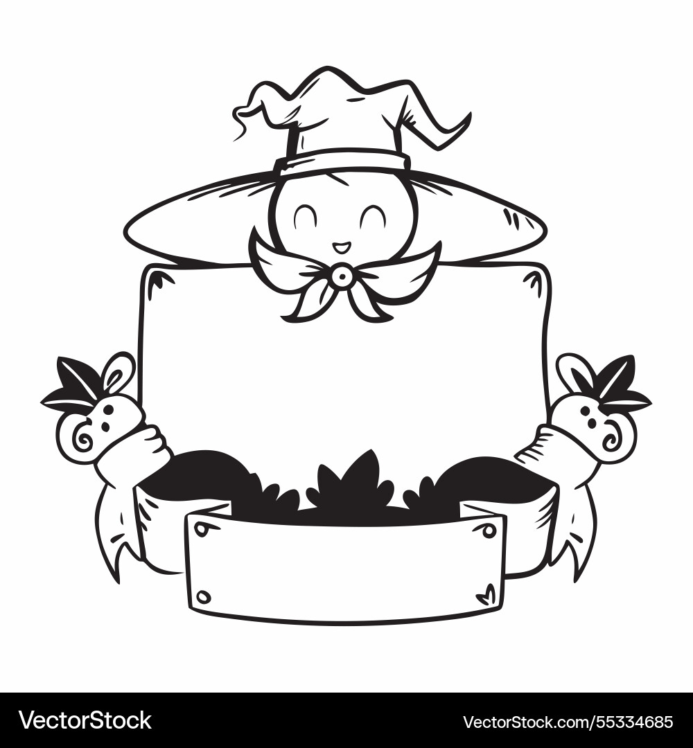 Pumpkin patch and scarecrow border with trick Pumpkin patch and scarecrow border with trick Vector Image