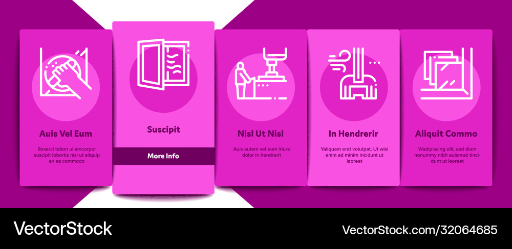 Pvc window frames onboarding elements icons set Pvc window frames onboarding elements icons set vector image