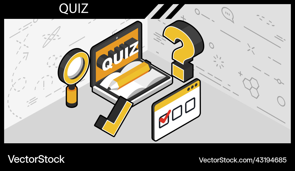 Quiz isometric design icon web 3d colorful Quiz isometric design icon web 3d colorful vector image